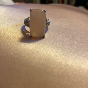 Elegant Silver and Cream Ring